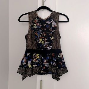 BCBG Max Azria Multi-colored Peplum Top Size S